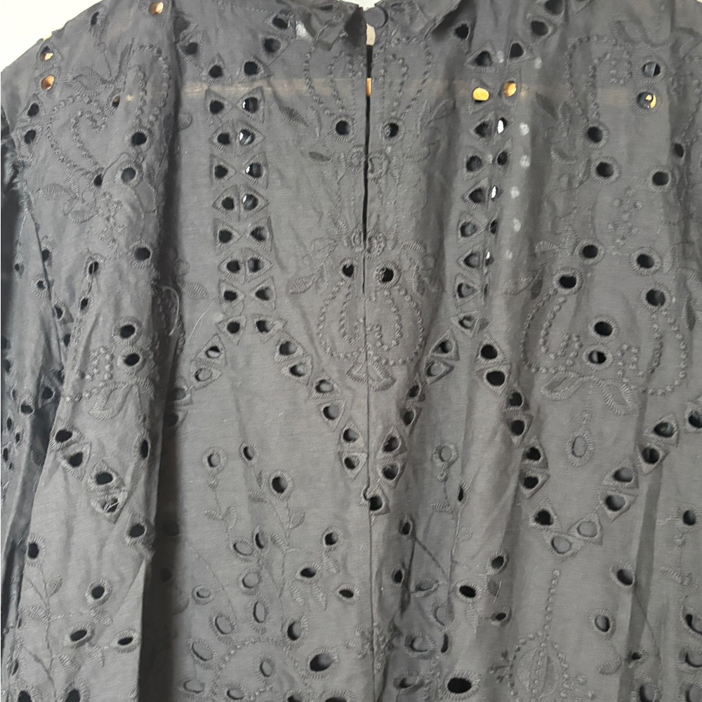 Eloquii women’s plus size 24 ruffle collar
long sleeves eyelet black dress NWT - Picture 5 of 7